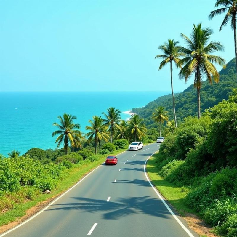 Scenic coastal road journey to Mahabalipuram