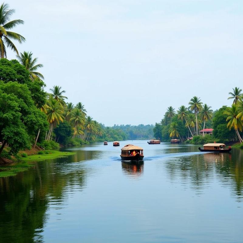 Serene backwaters of Mavelikara in Kerala, India, offering a tranquil escape and breathtaking natural beauty.