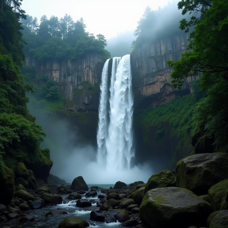 Meenmutty Waterfalls: A cascading spectacle in Vythiri, Kerala, plunging from great heights amidst lush greenery.