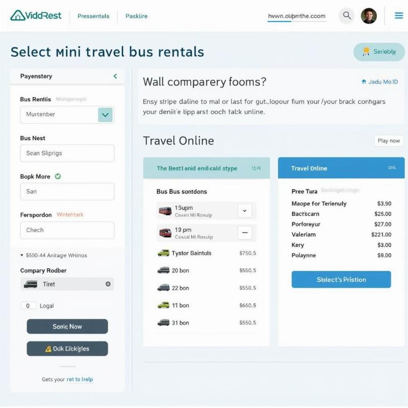 Online booking platform for mini travel bus rental