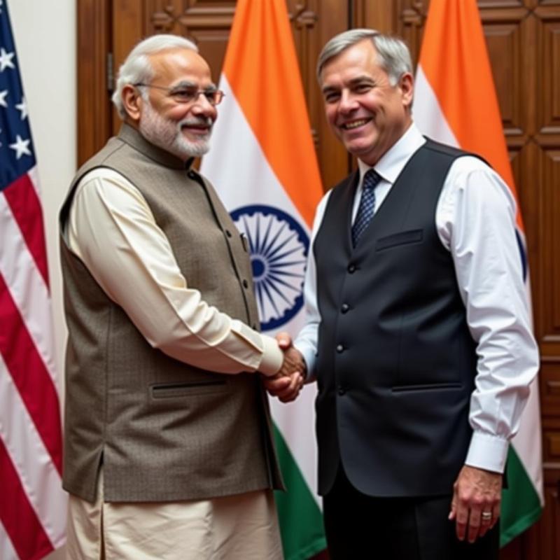 PM Modi shaking hands with a world leader during a bilateral meeting