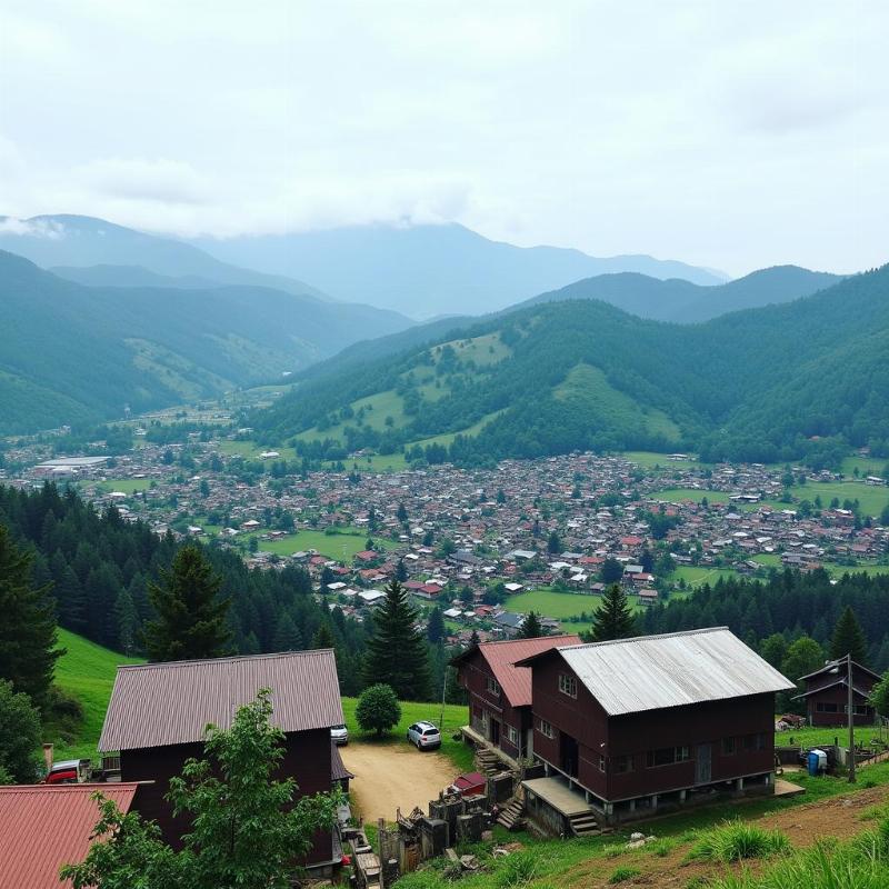 Scenic view of Mokokchung town nestled amidst lush green hills and valleys