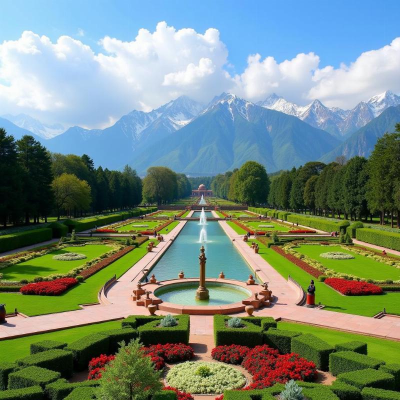 Mughal Gardens in Srinagar, Kashmir