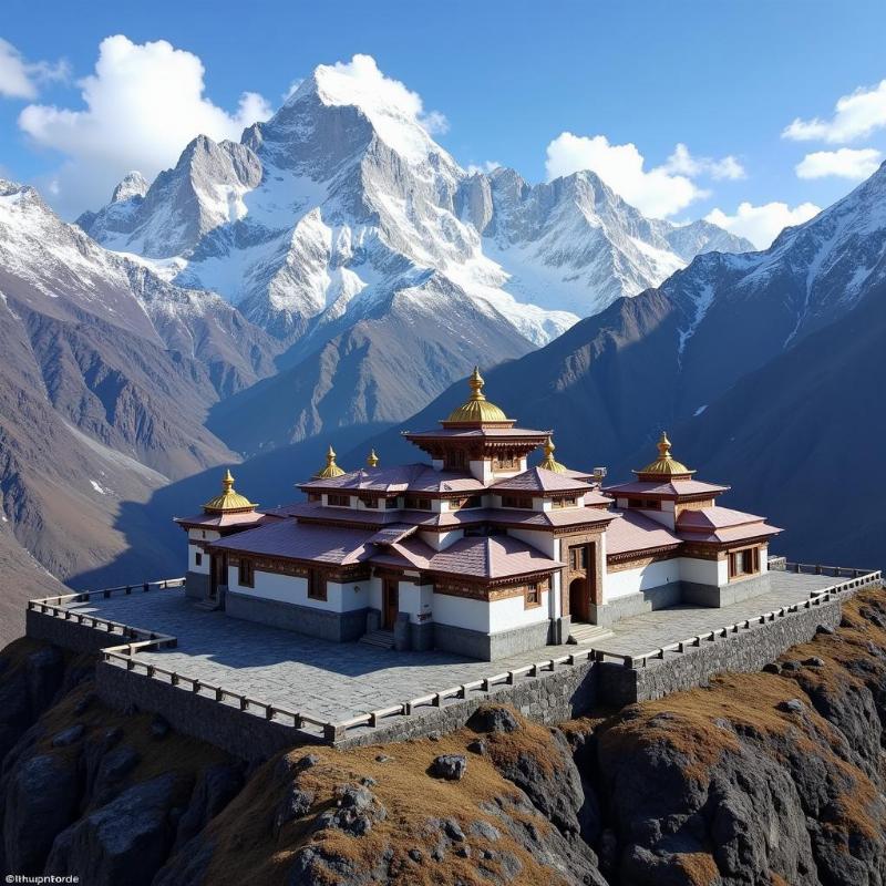 Aerial View of Muktinath Temple in the Himalayas