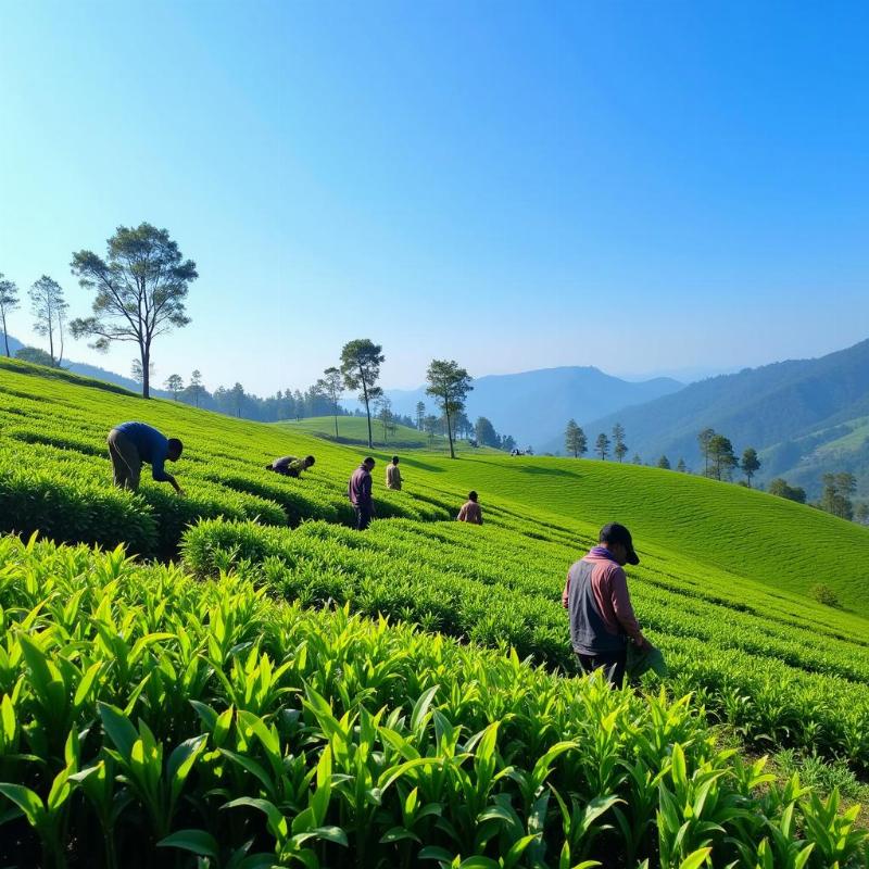 Lush Green Tea Plantations in Munnar During Winter