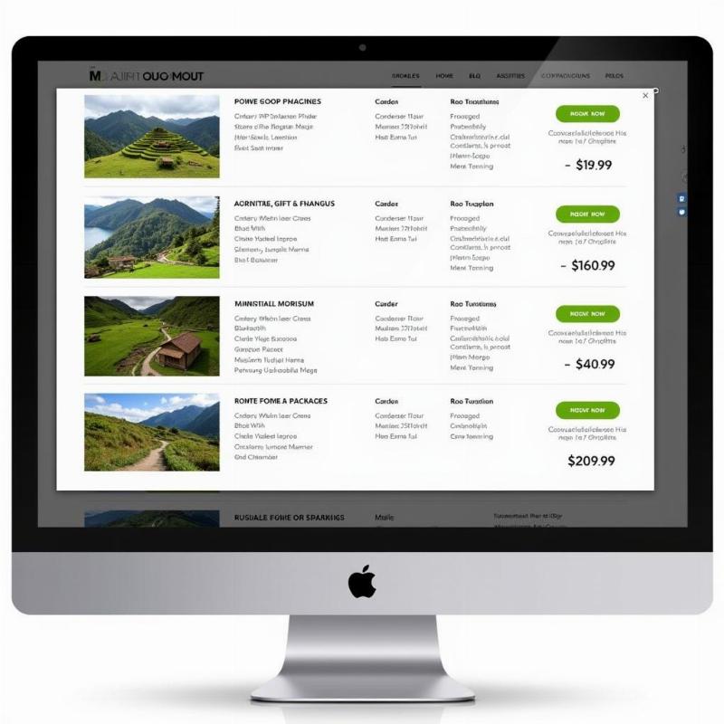 Various Munnar tour packages displayed on a website, showcasing different itineraries and prices.