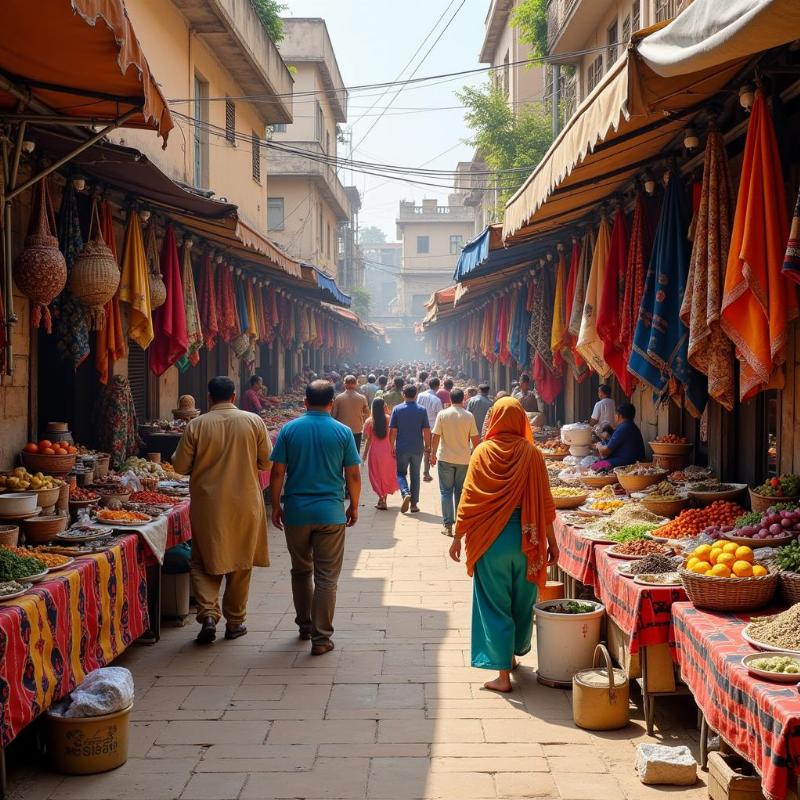 Narsinghgarh local market scene with vendors and shoppers