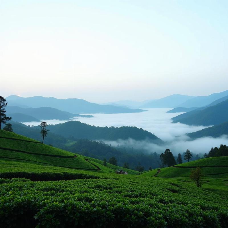 Ooty tea plantations in winter