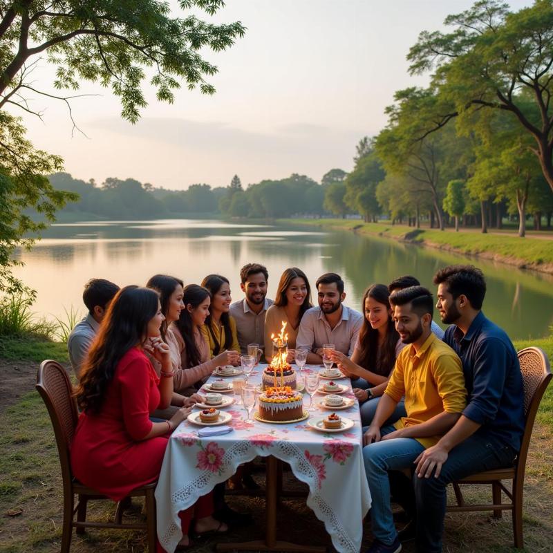 Outdoor birthday celebration in Kalyan with nature backdrop