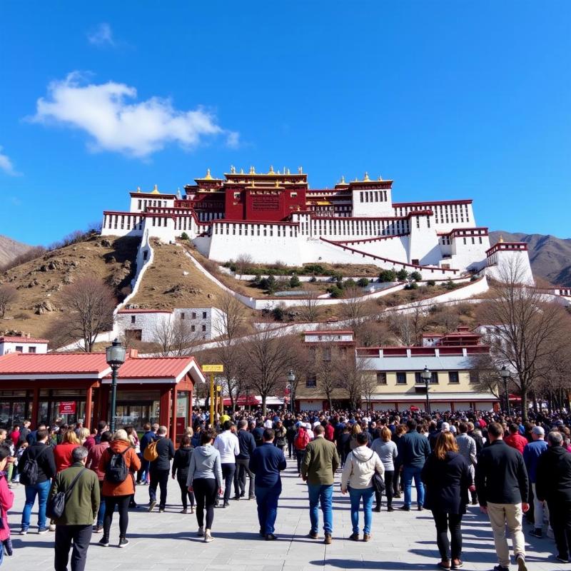 Potala Palace in Lhasa, Tibet during peak season