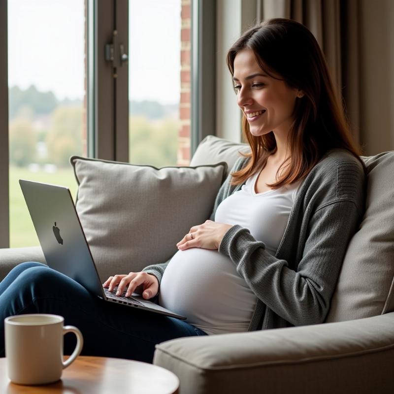 Pregnant woman booking train tickets online