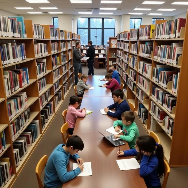 Students Studying in a Public Library