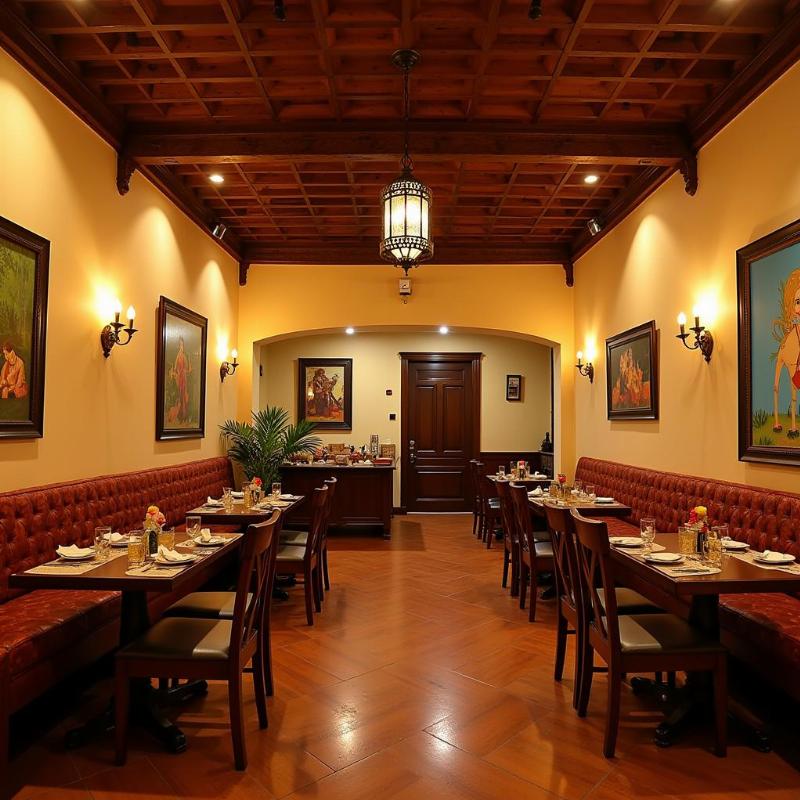 Interior of a traditional Andhra restaurant in Rajahmundry