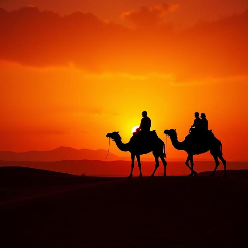 Rajasthan Desert Camel Safari at Sunset