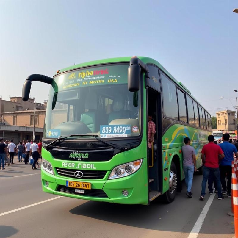 Riya Travels bus at Vadodara station