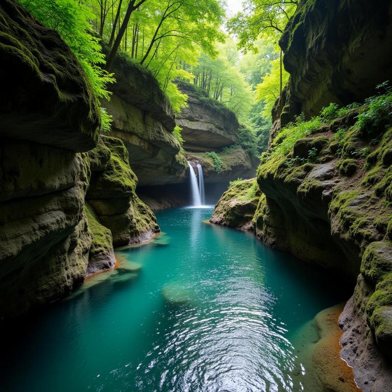 Stunning waterfalls and rock formations at Robber's Cave