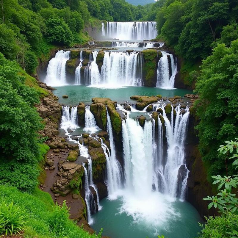 Seven Sister Falls in Cherrapunji