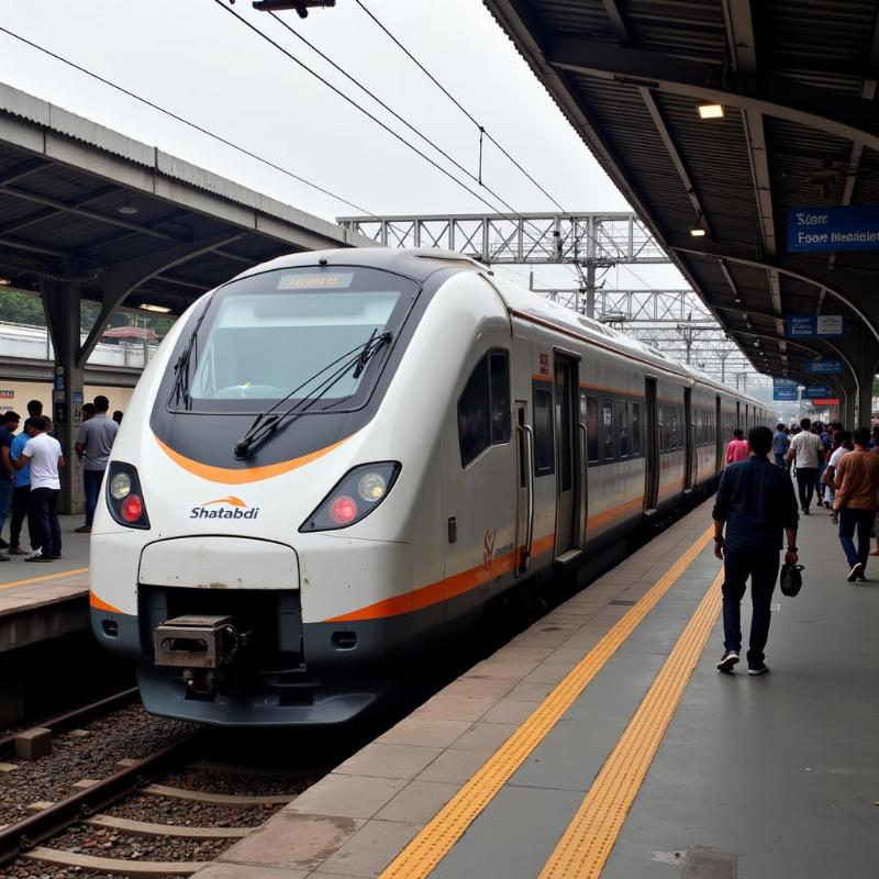 Shatabdi Express arriving at Ahmedabad Junction