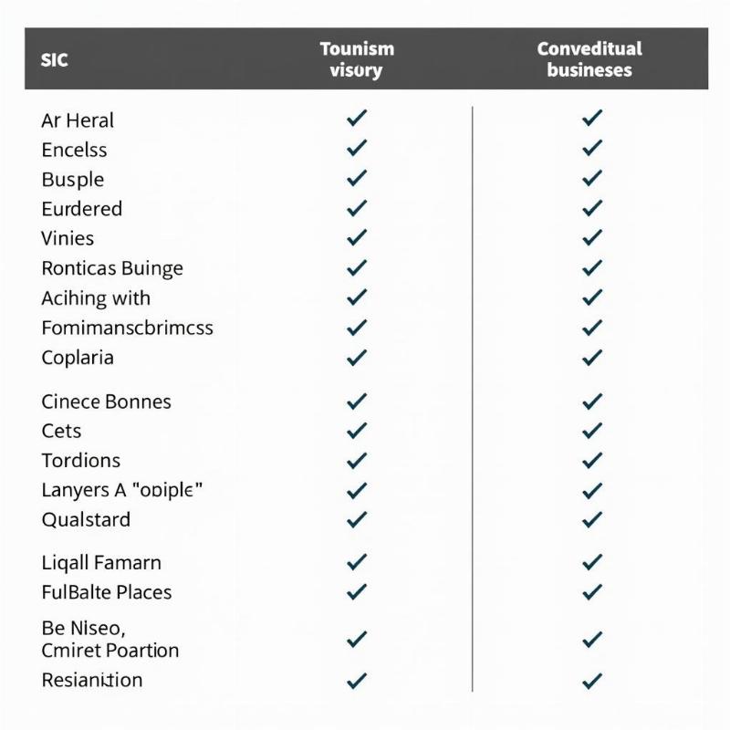 Examples of SIC Codes in the Tourism Sector