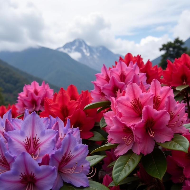 Blooming Rhododendrons in Sikkim during June