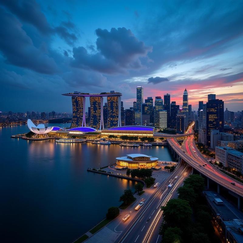 Singapore Cityscape View from Marina Bay Sands