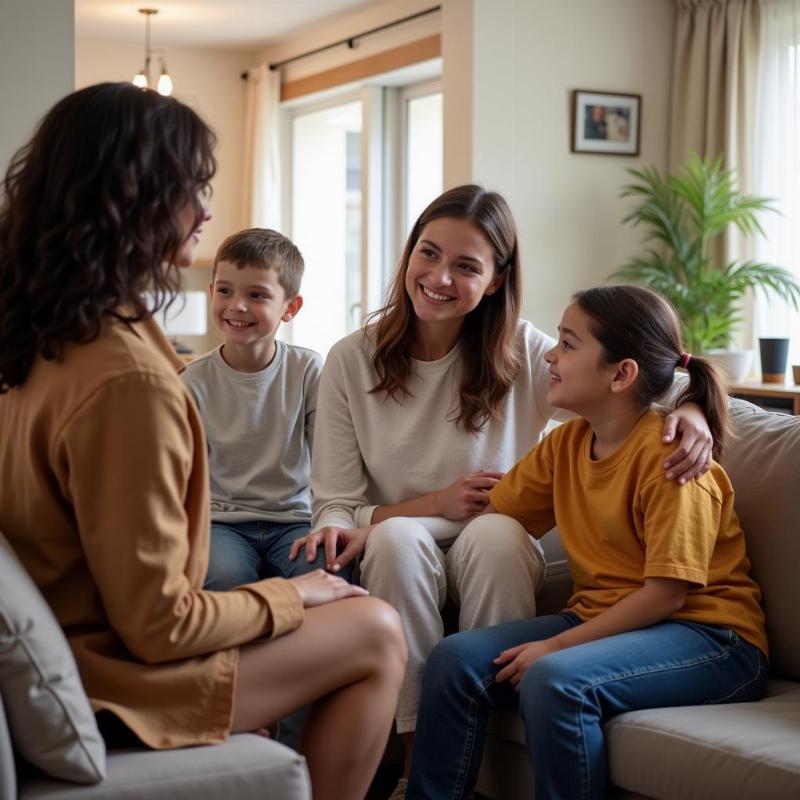 Social Worker Conducting a Home Visit with a Family