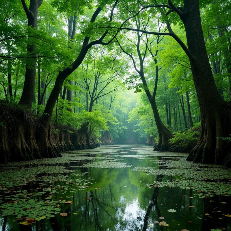 Sundarban during Monsoon Season with Lush Greenery