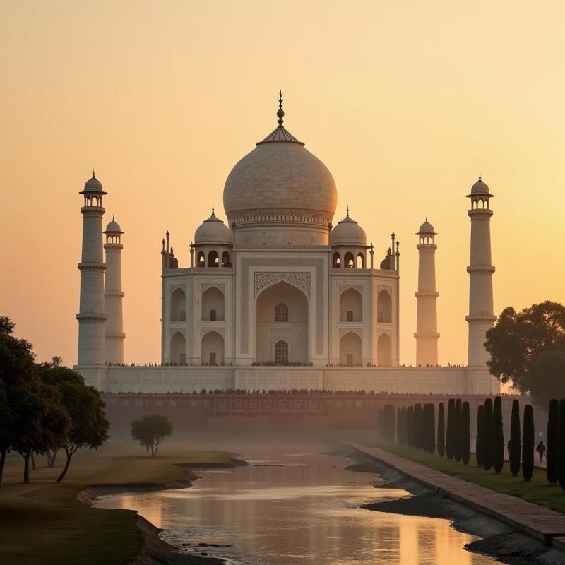 Taj Mahal at sunrise in Agra, India