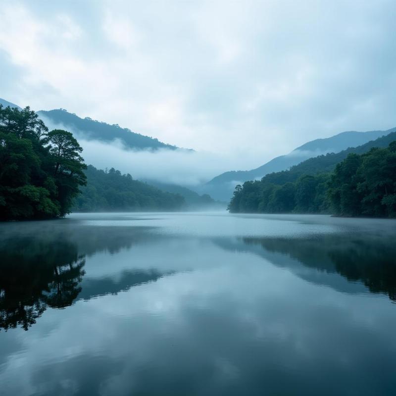 Periyar Wildlife Sanctuary in Thekkady on a cool morning