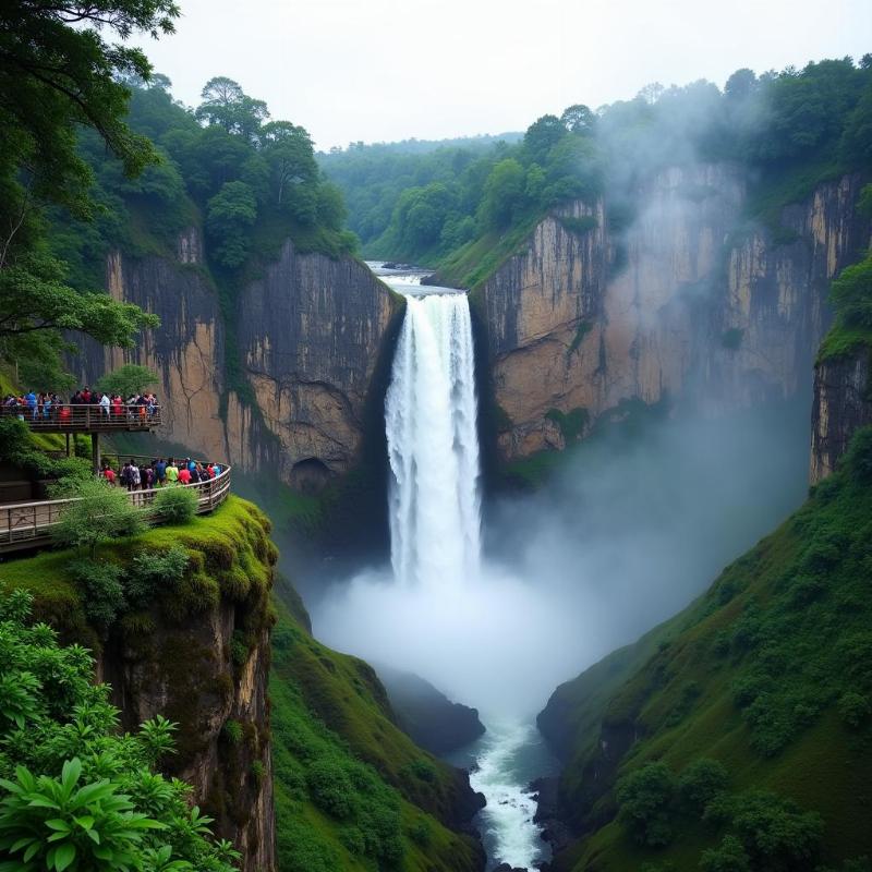 Unchalli Falls in Sirsi Karnataka: A majestic waterfall cascading down lush green cliffs.