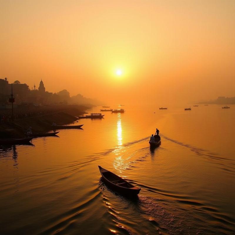 Sunrise over the Varanasi Ghats