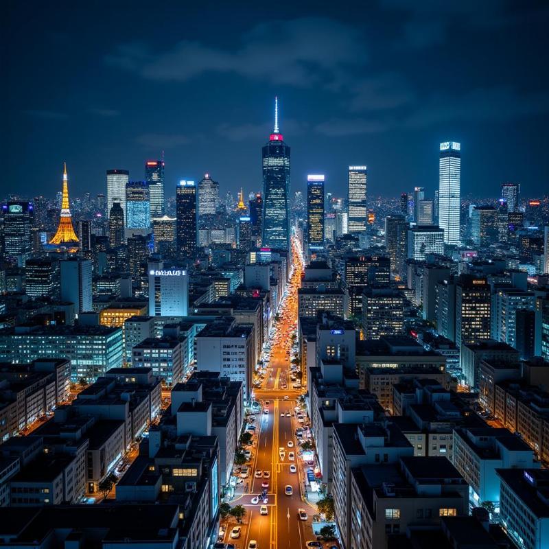 Vibrant T Place Cityscape of Tokyo