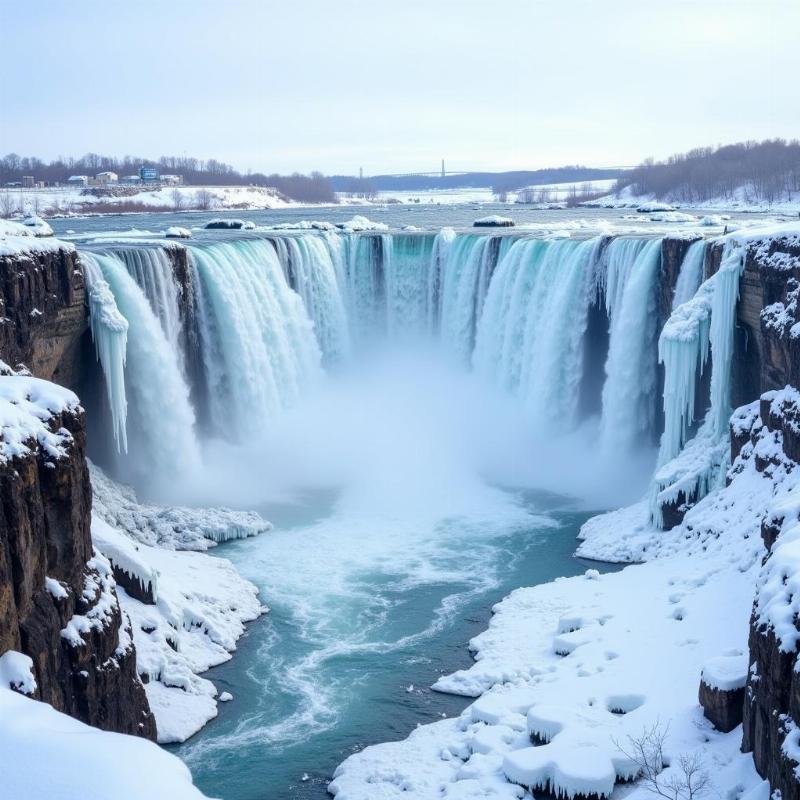 American Falls with stunning ice formations during winter