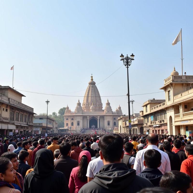 Devotees at Mahakaleshwar Temple during winter