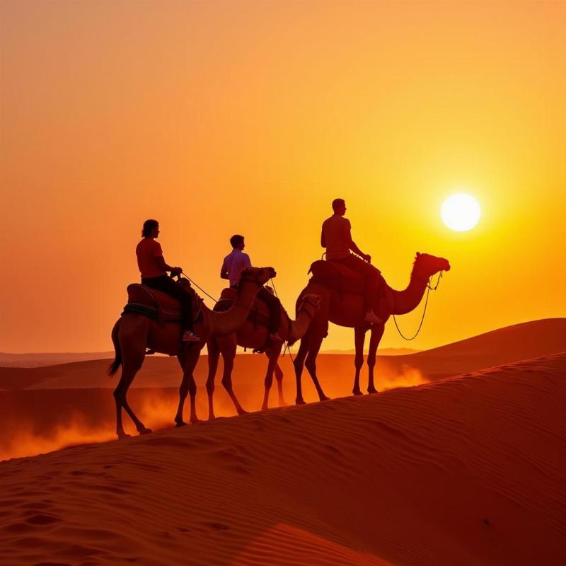 Experiencing the Rajasthan desert on a camel safari with Yuvraj Tours and Travels.