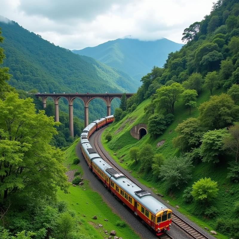 Train journey through Araku Valley, offering scenic views of the Eastern Ghats.