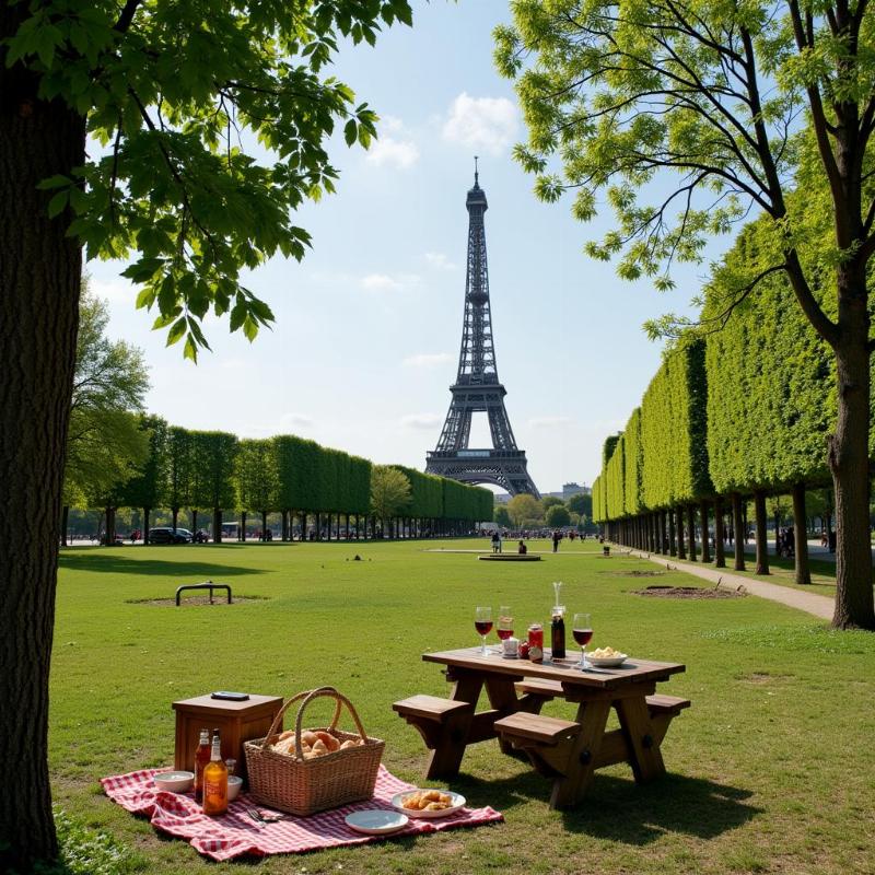 Picnic in Auteuil with Eiffel Tower View