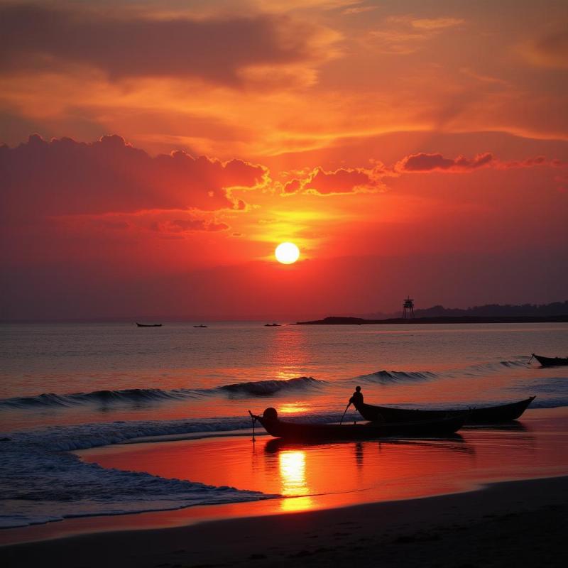 Sunset over Bakkhali Beach