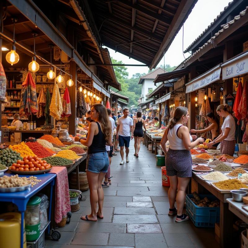 Shopping at a vibrant local market in Bali