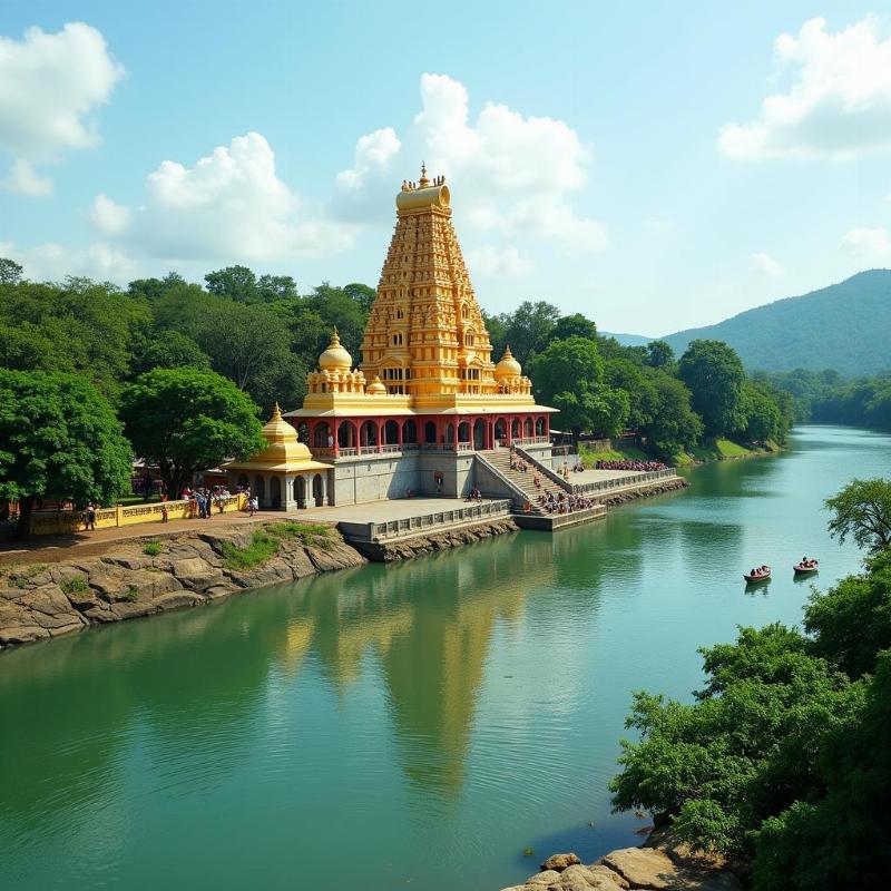 Bhadrachalam Temple overlooking the Godavari River