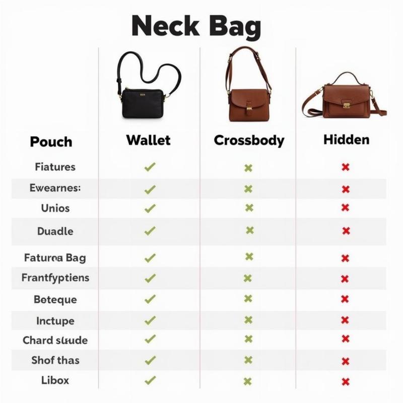 Different types of neck bags for travel