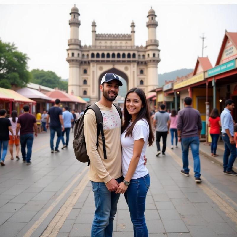 Honeymoon Couple at Charminar