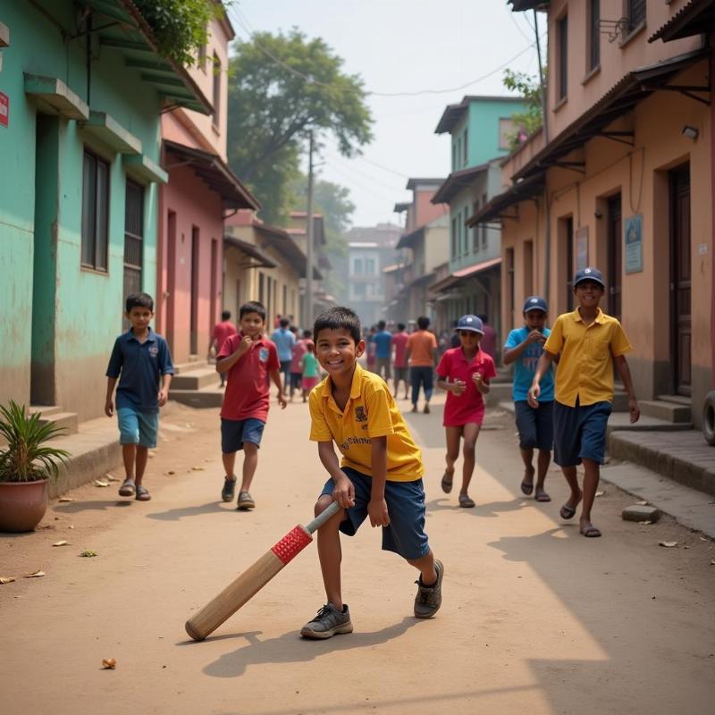 Children Playing in a Street in India