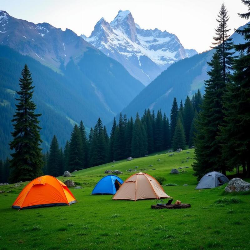 Camping in the meadows of Chopta