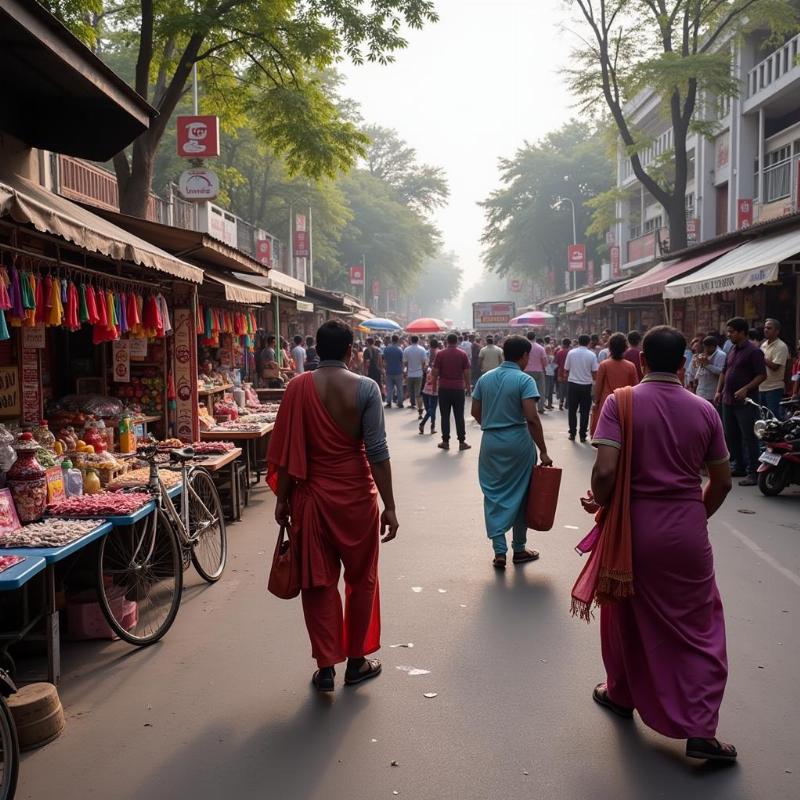 Street vendors and performers in Connaught Place