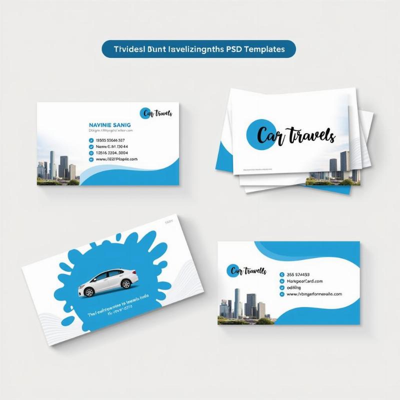 Customized car travels visiting card PSD