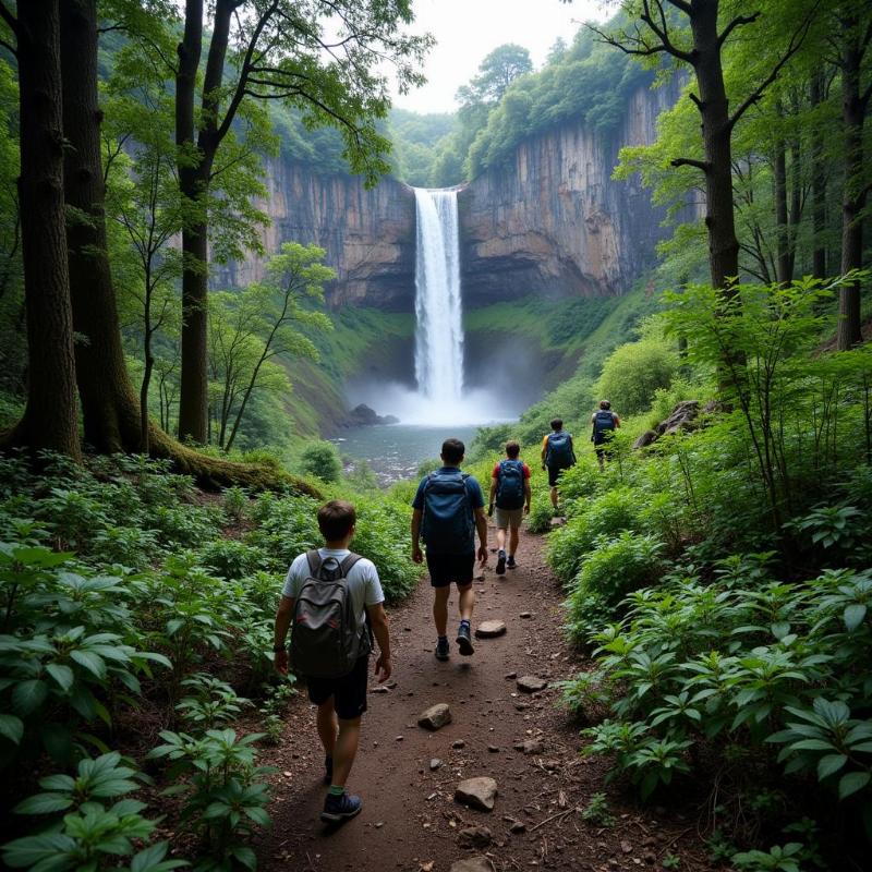 Trekking to a waterfall in Daringbadi