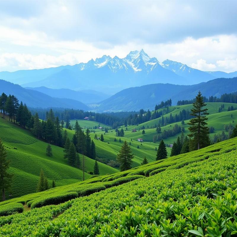 Darjeeling Tea Gardens with Himalayan View