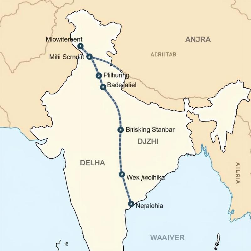 Delhi Agra Tour Car Route Map