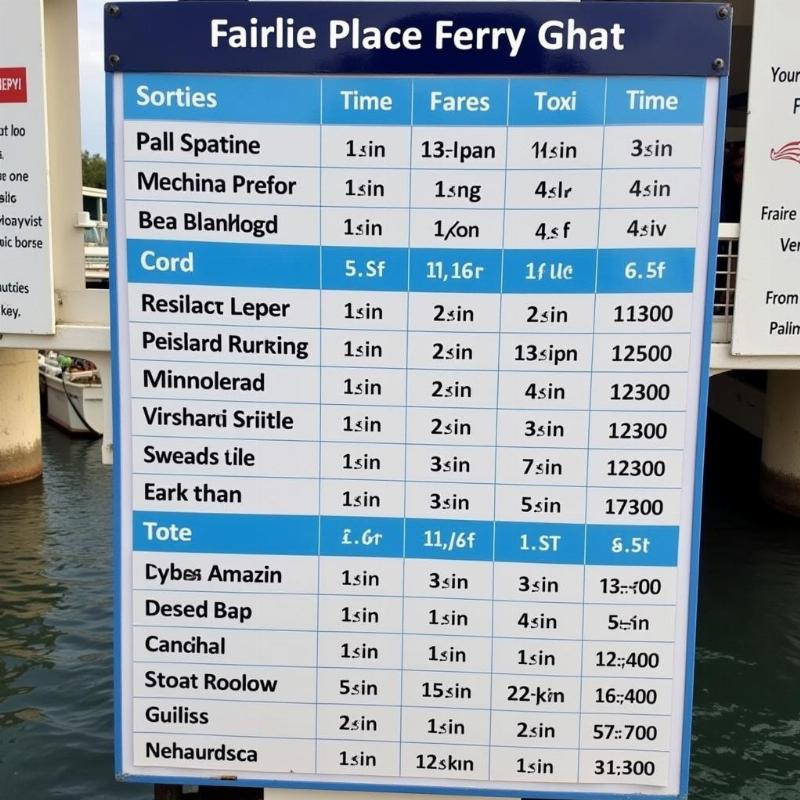 Fairlie Place Ferry Ghat Ferry Schedule Board